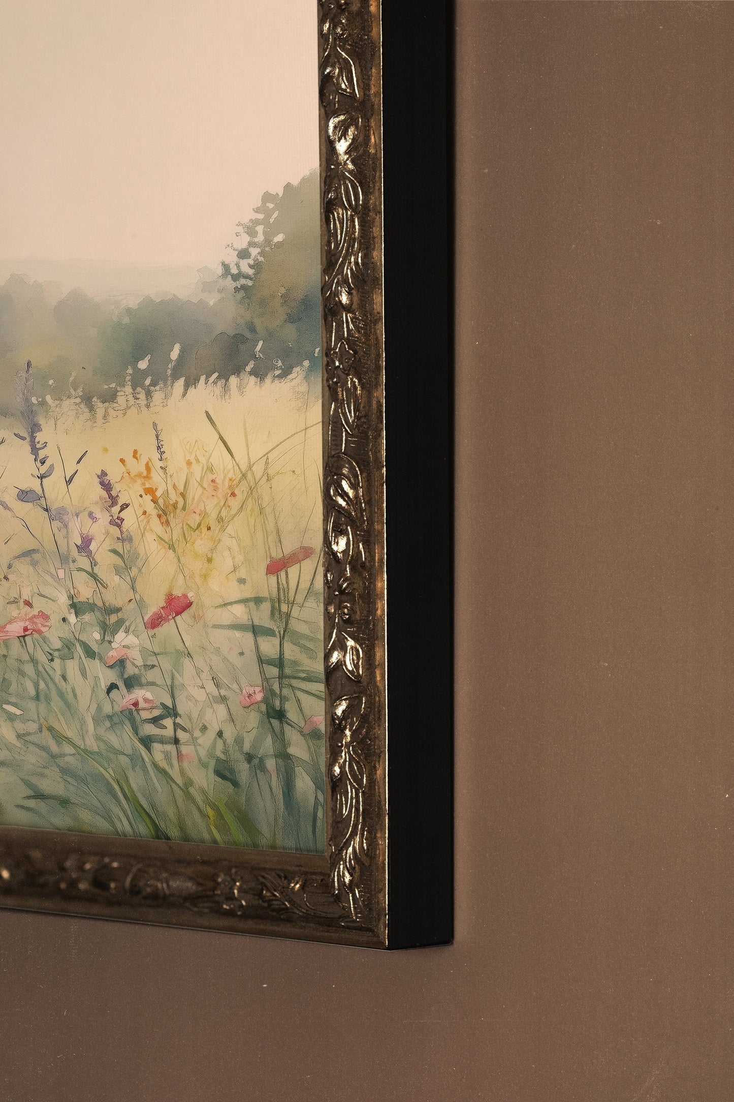 SUMMER CLEARING, artwork on rigid canvas, framed in Vintage Silver