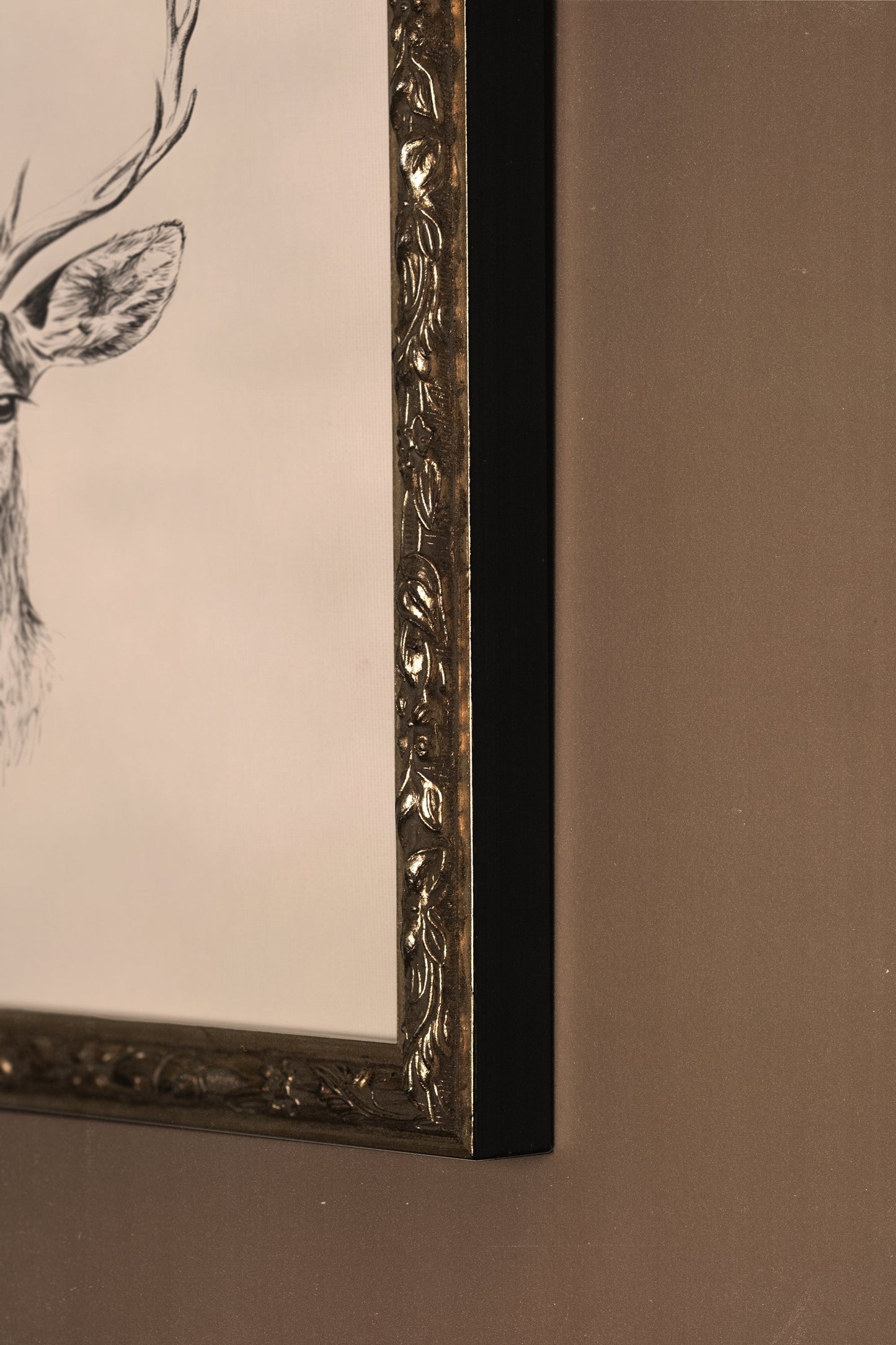WILD SKETCH, Artwork on rigid canvas, framed in Vintage Silver