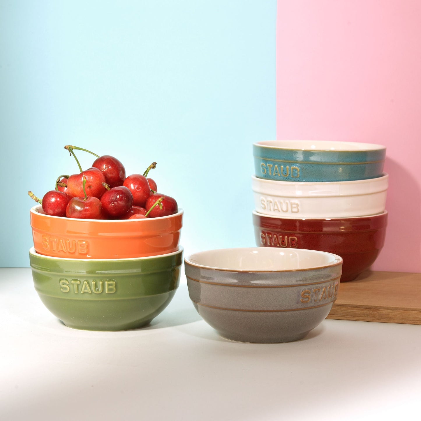 STAUB Ceramique 14 cm / 6 Piece Ceramic Large Rainbow Multi-Colour Large Bowl Set, Mixed Colours-3