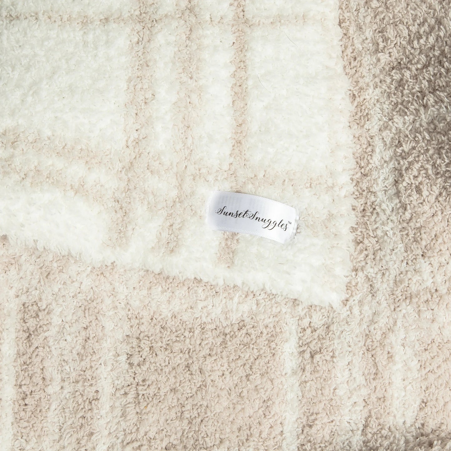 Blushing Beige & White Plaid Print Extended Throw