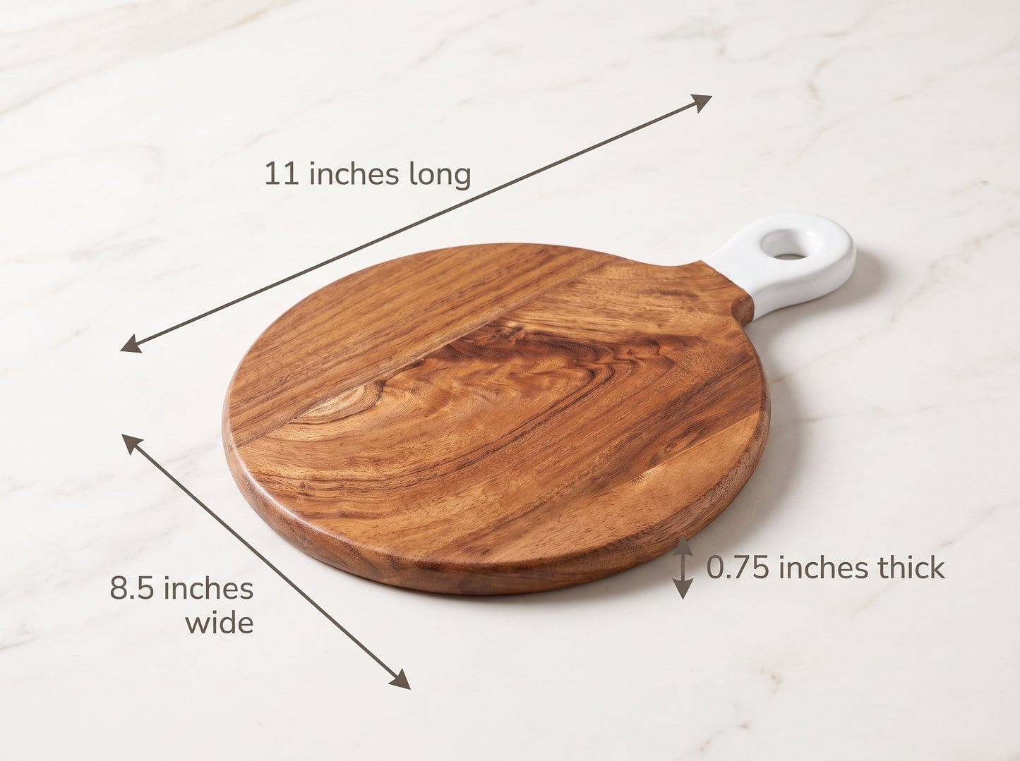 Round Small Board with White Enamel Handle