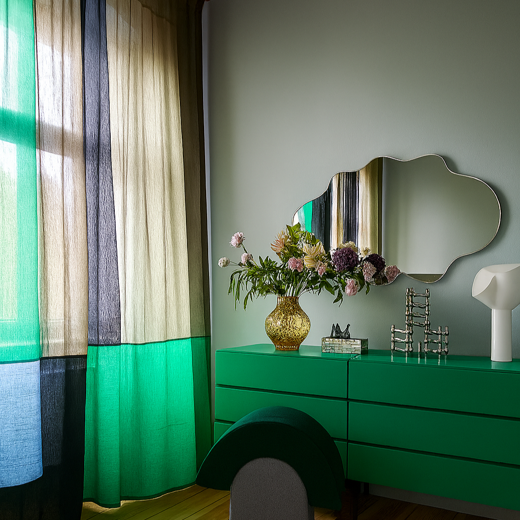 Modern Window Curtains - GREEN MEADOW 1