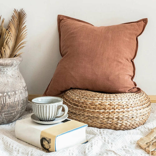Naturally Dyed Linen Throw Pillow Cover