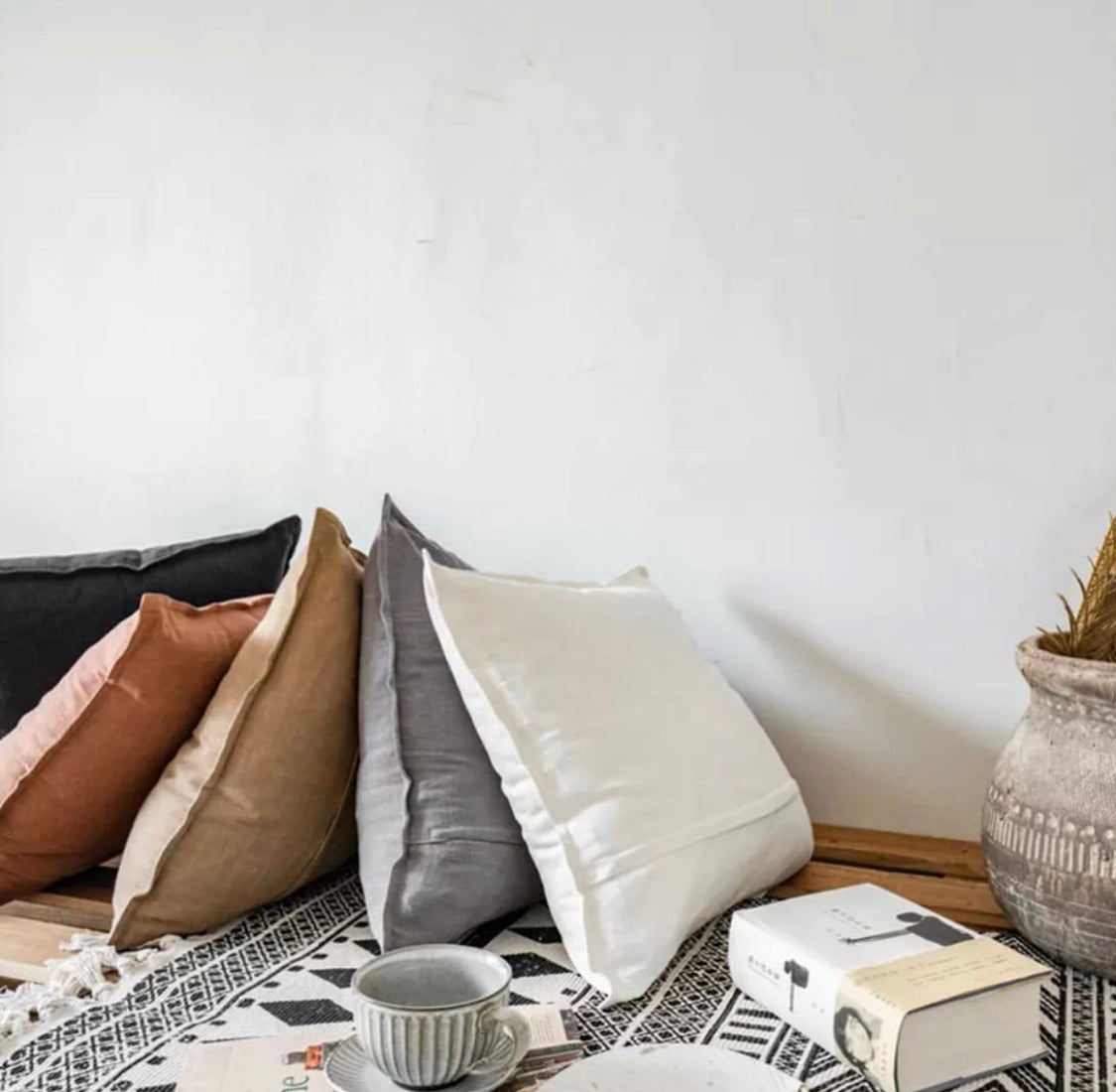 Naturally Dyed Linen Throw Pillow Cover