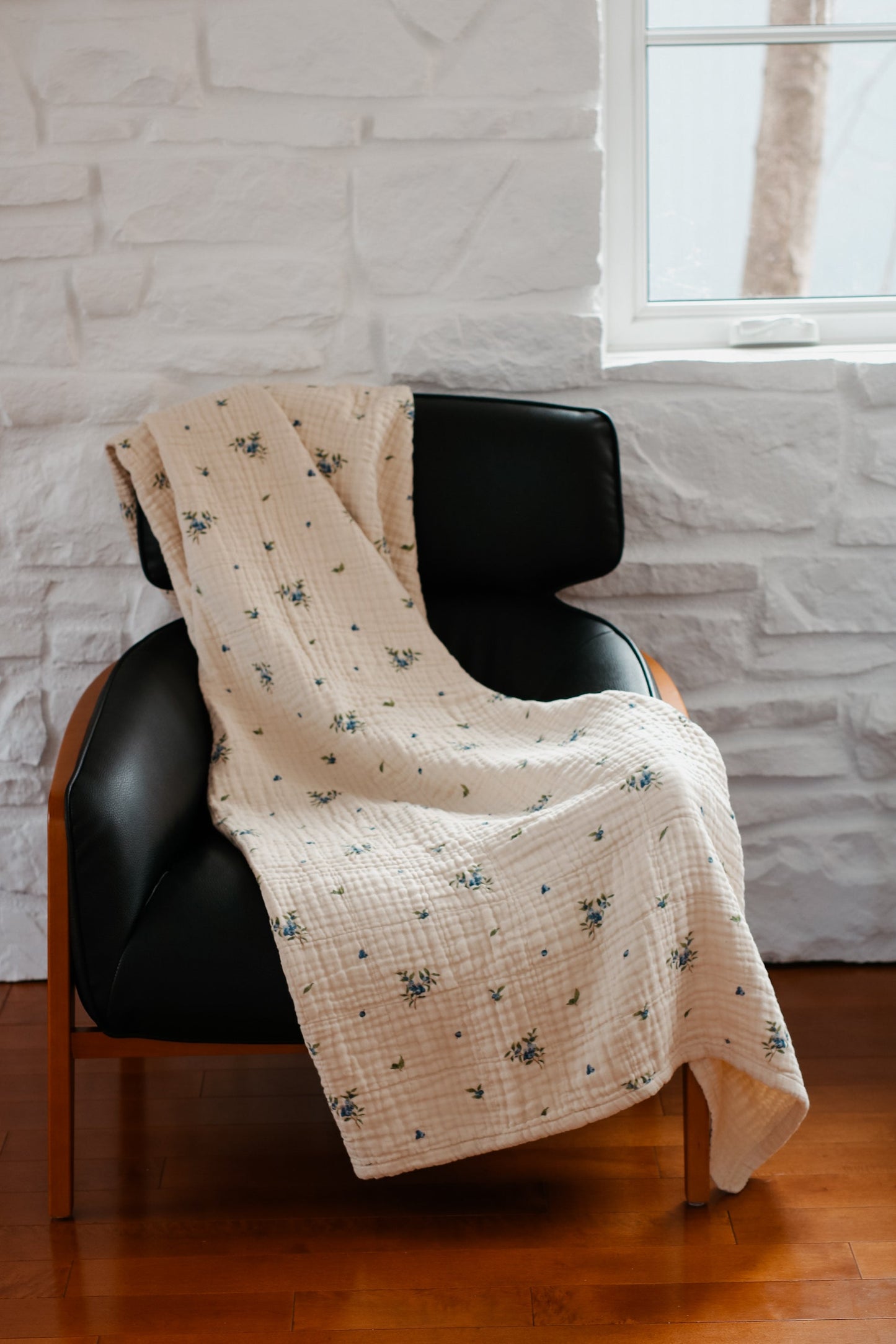 Organic Cotton Muslin Blanket, 4 Layers, Twin Size (60 X 74) - Blueberry