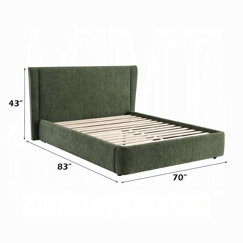Purus Upholstered Platform Bed - Moss Green