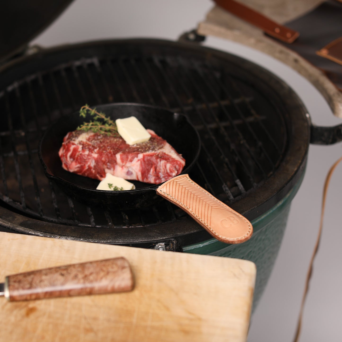 Handmade Leather Cast-Iron Handle Covers