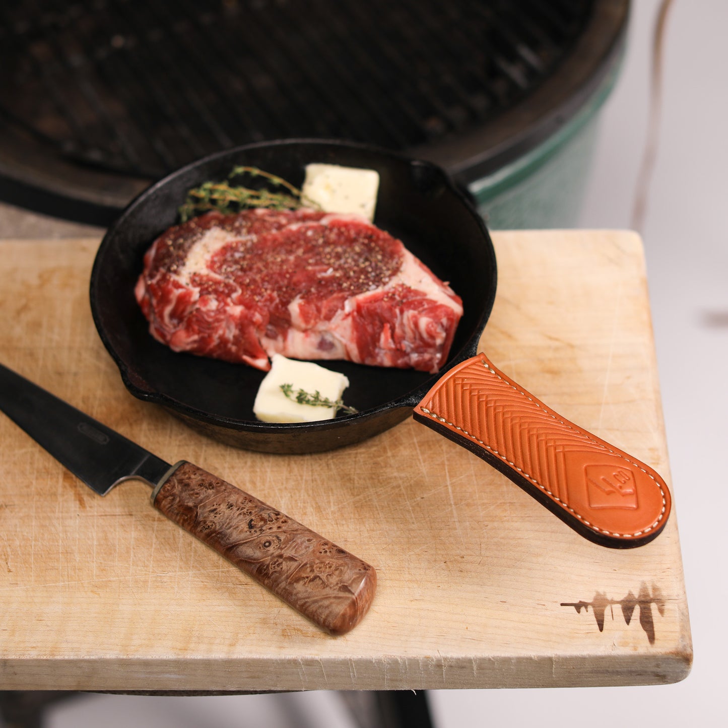 Handmade Leather Cast-Iron Handle Covers