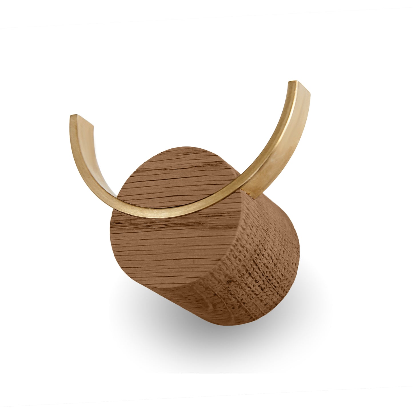 Solid Oak & Brass Wall Hook- Deer in Walnut
