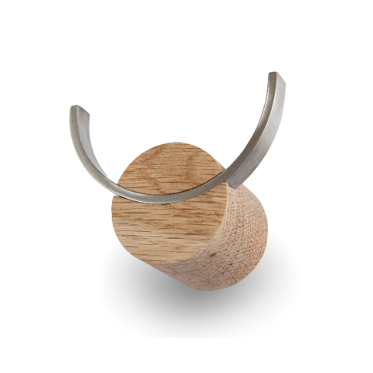 Solid Oak Wood & Stainless Steel Hook | Deer
