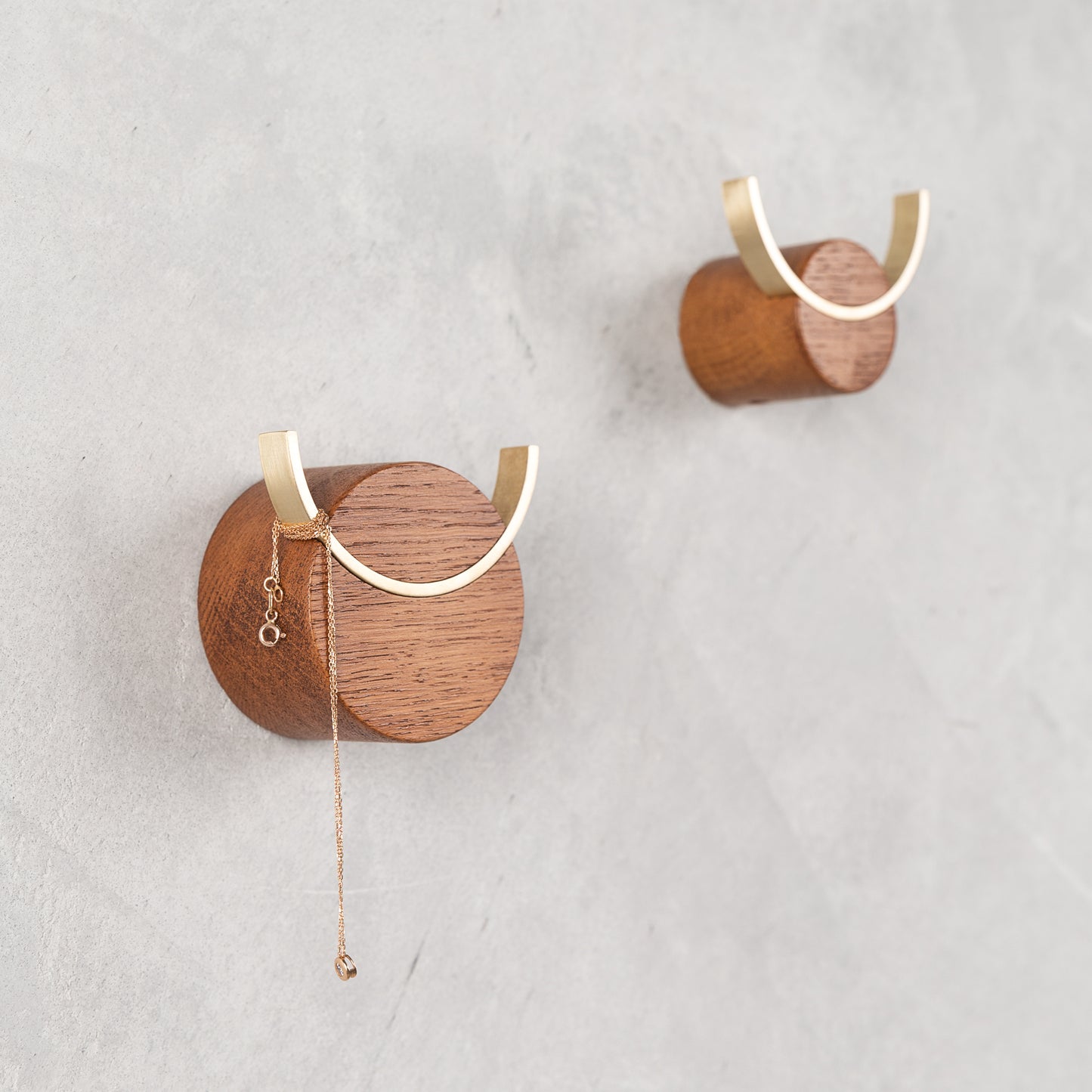 Solid Oak & Brass Wall Hook- Deer in Walnut