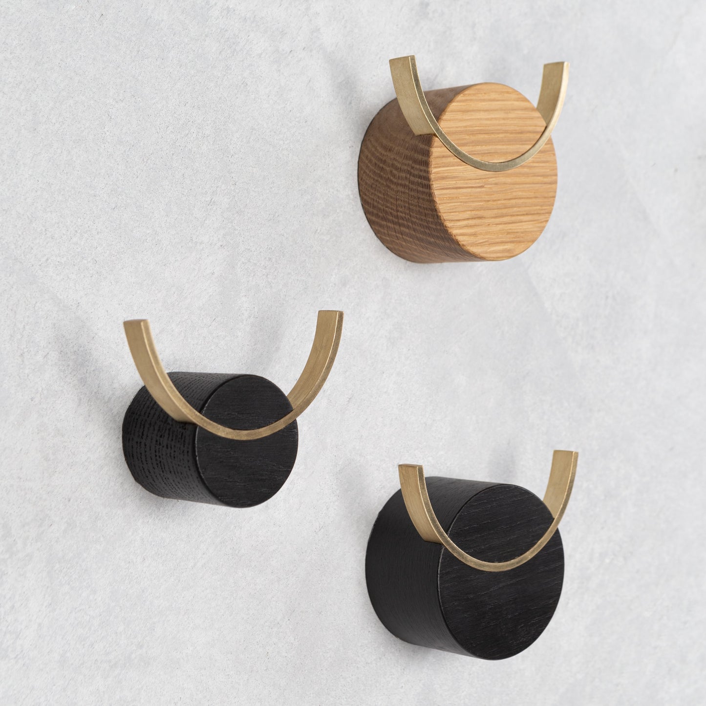 Solid Oak & Brass Wall hook - Deer in Black