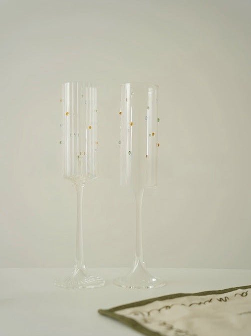 Handblown Rainbow Sprinkles Champagne Flutes | Set of 2 - Roome Collective