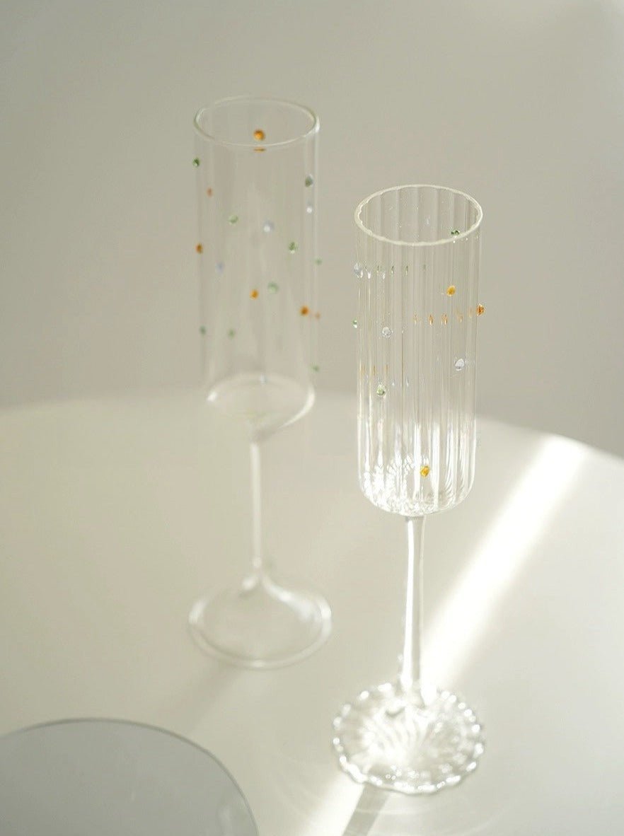 Handblown Rainbow Sprinkles Champagne Flutes | Set of 2 - Roome Collective