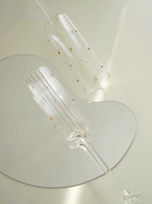 Handblown Rainbow Sprinkles Champagne Flutes | Set of 2 - Roome Collective