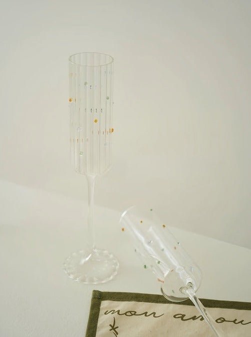 Handblown Rainbow Sprinkles Champagne Flutes | Set of 2 - Roome Collective