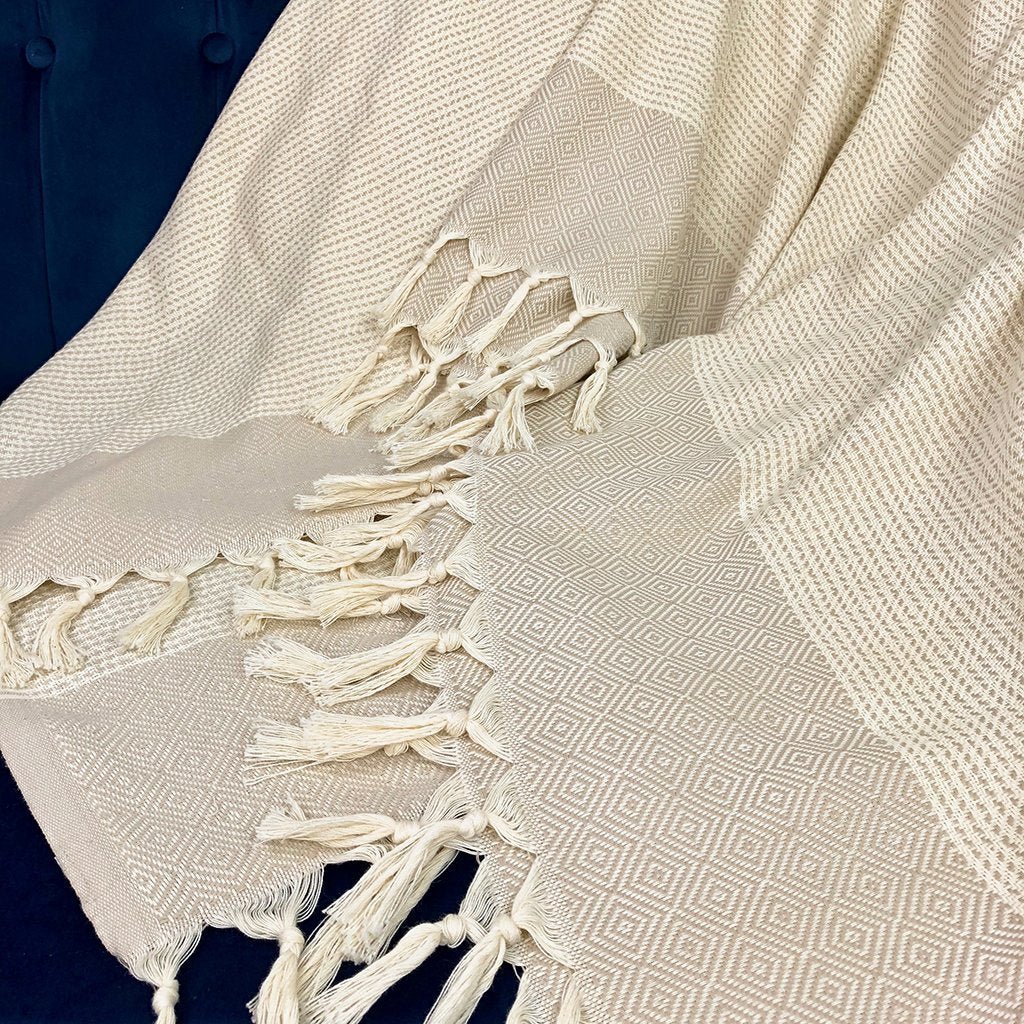Handloom Diamond Stripe Turkish Throw - Roome Collective