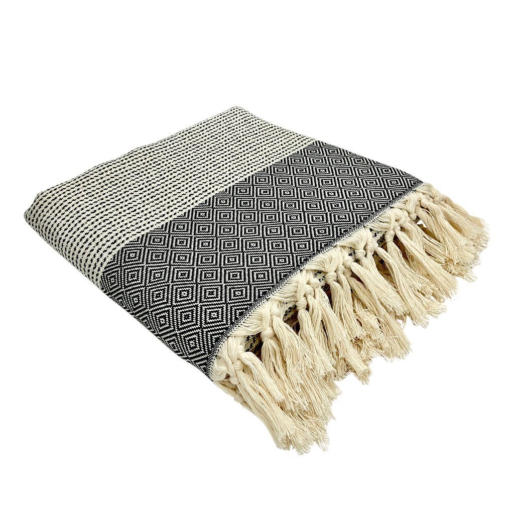 Handloom Diamond Stripe Turkish Throw - Roome Collective