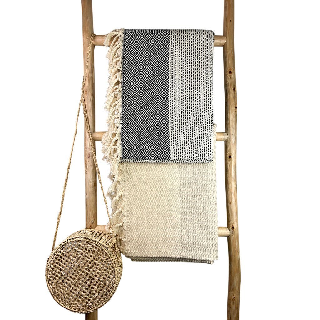 Handloom Diamond Stripe Turkish Throw - Roome Collective