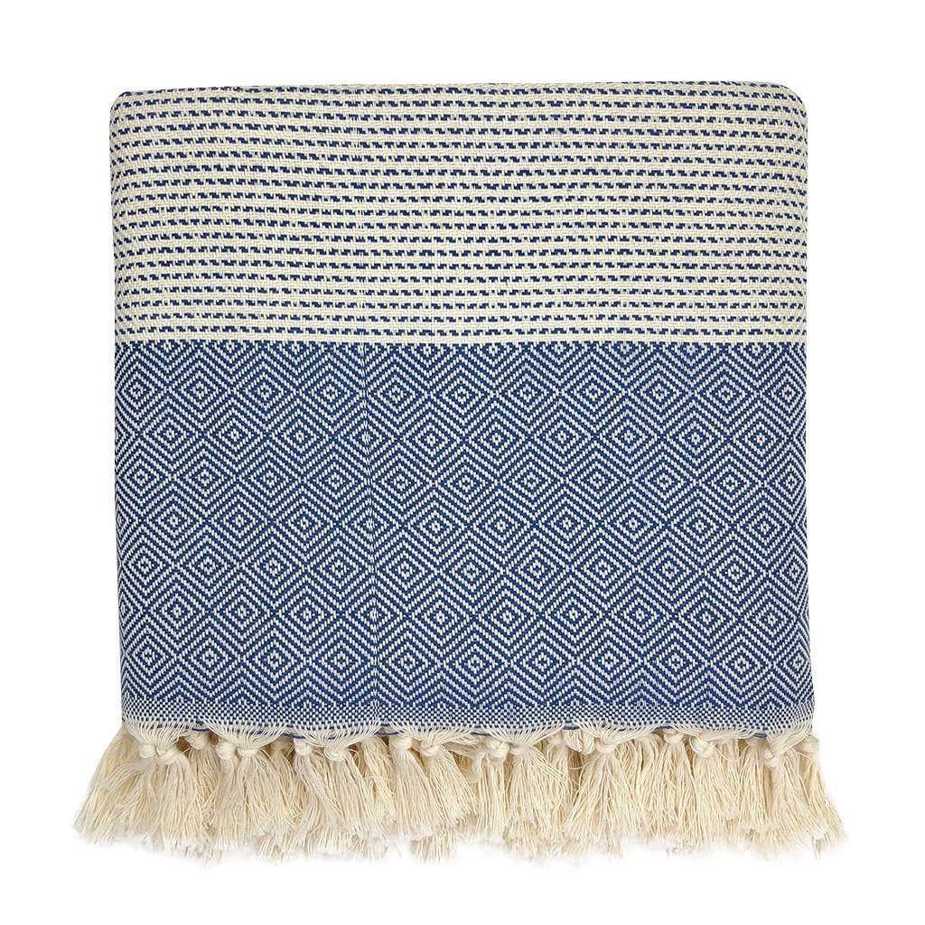 Handloom Diamond Stripe Turkish Throw - Roome Collective