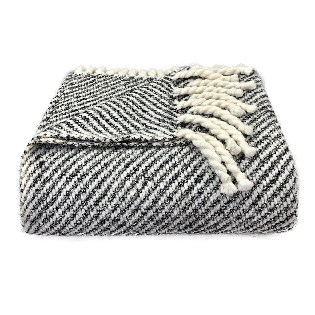 Handmade Chunky Black Stripe Alpaca Throw - Roome Collective