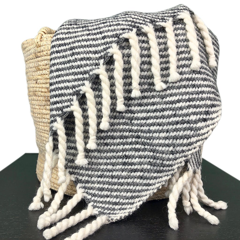Handmade Chunky Black Stripe Alpaca Throw - Roome Collective