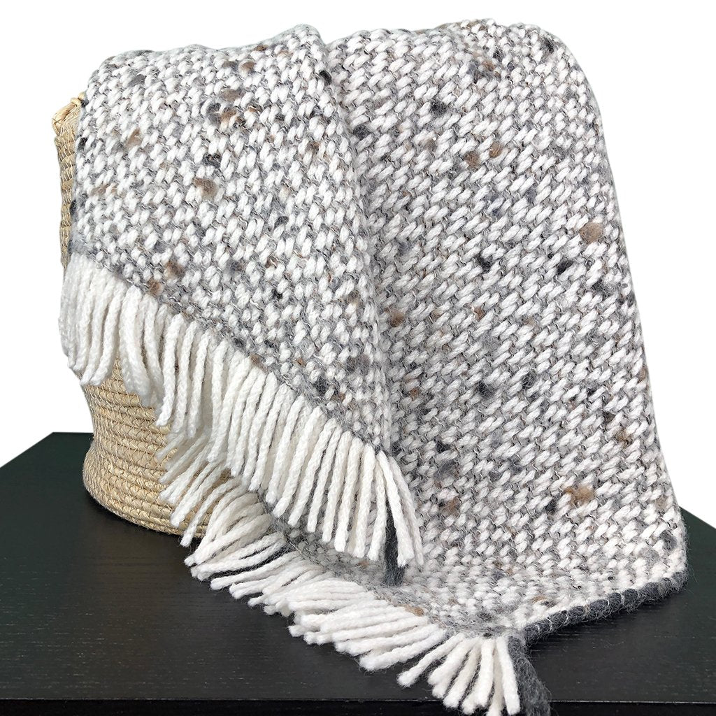 Handmade Chunky Gray Weave Alpaca Throw - Roome Collective