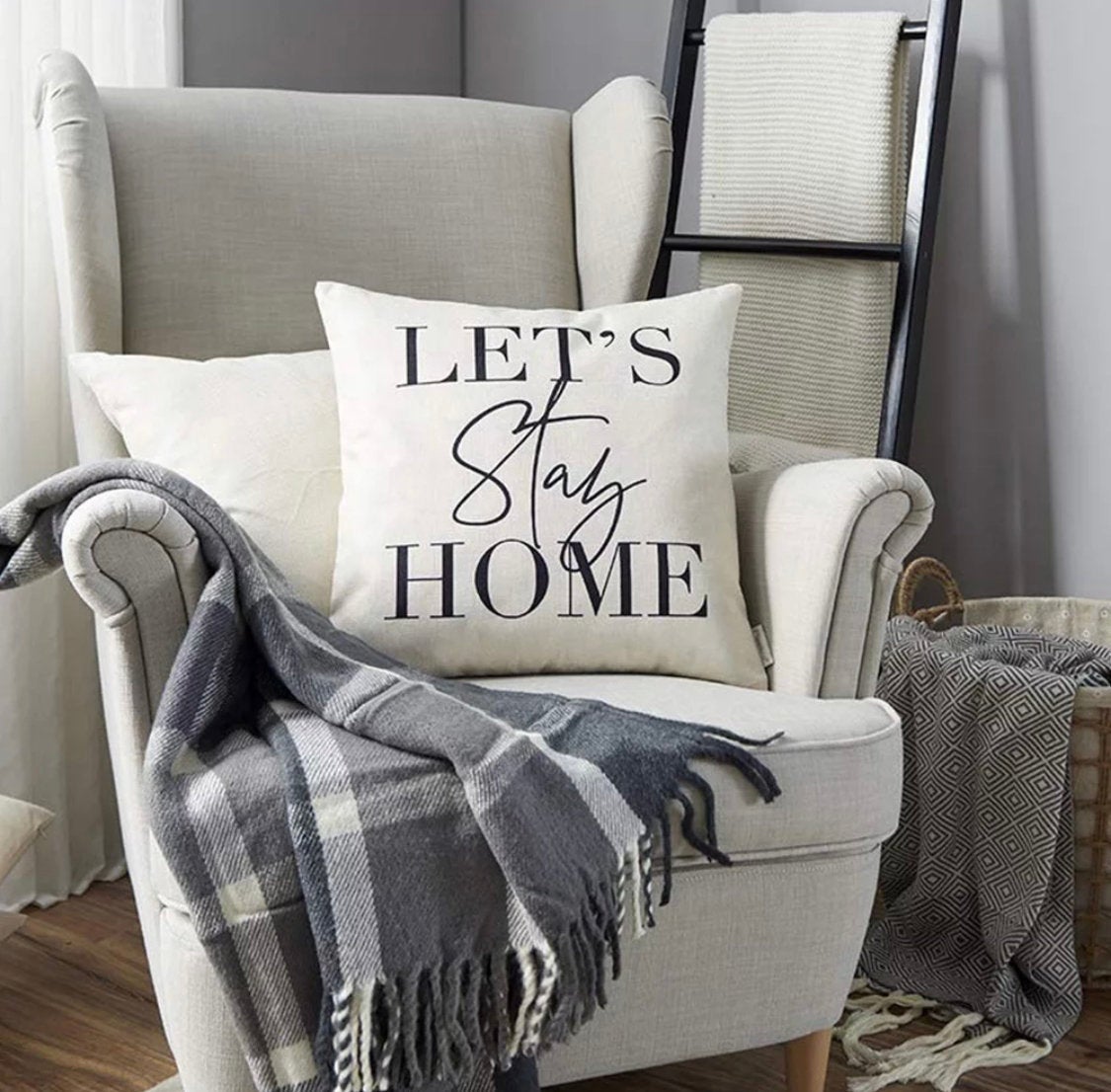 "Lets Stay Home" | Pillow Cover - Roome Collective