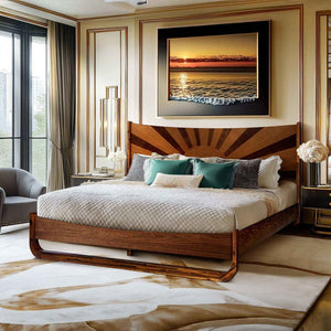 Rorns Sunset Platform Bed Frame With Headboard for Ultimate Bedroom Style