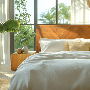 Acacia Solid Wood Bed Frame - Alander Deluxe Platform Bed