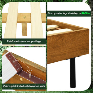 Acacia Solid Wood Bed Frame - Alander Deluxe Platform Bed