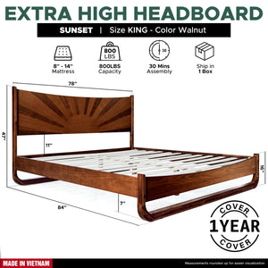 Sunset Solid Wood Bed Frame