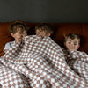 Chocolate Milk & White Check Print Extended Throw