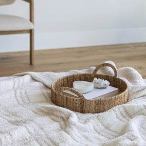 Blushing Beige & White Plaid Print Extended Throw
