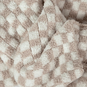Blushing Beige & White Check Print Extended Throw