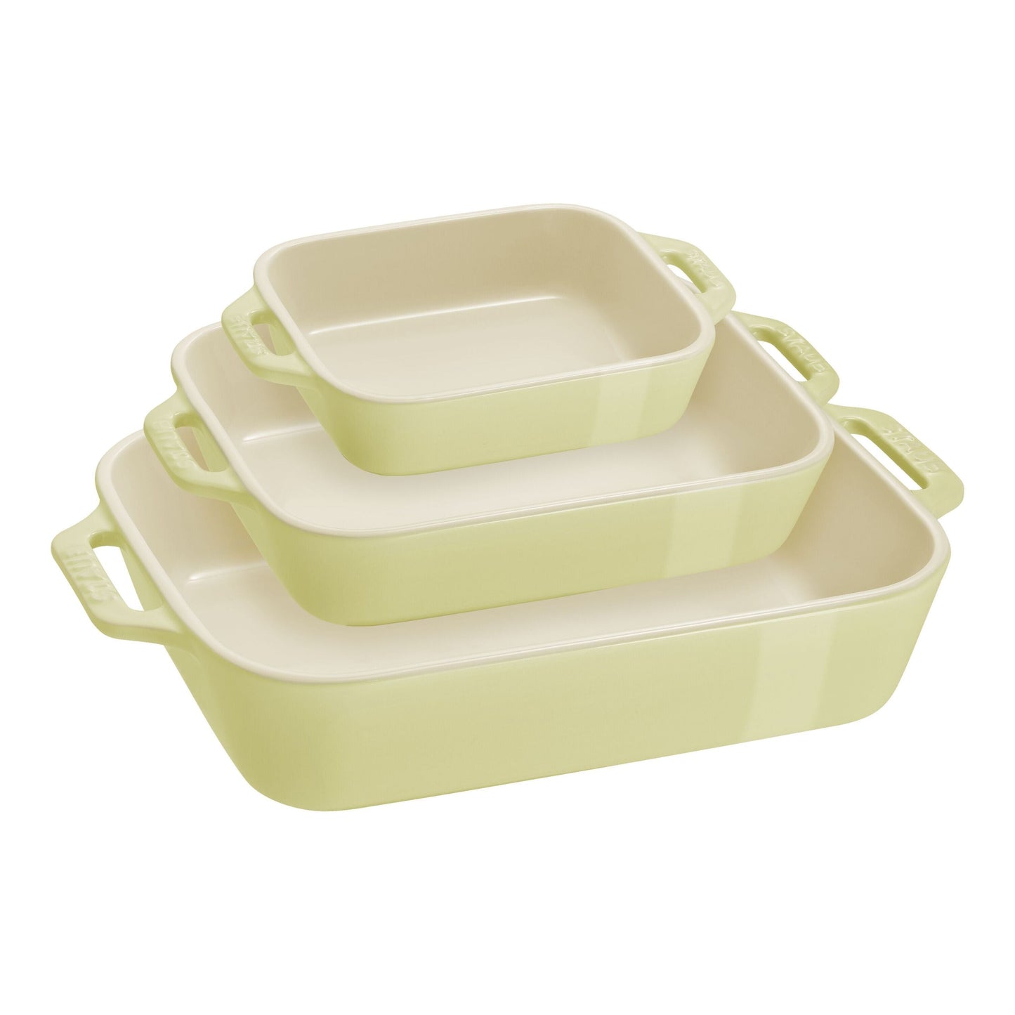 STAUB Ceramique Rectangular Baking Dish Set Macaron Light Green 3 Piece-0