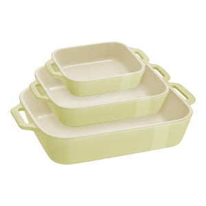 STAUB Ceramique Rectangular Baking Dish Set Macaron Light Green 3 Piece-0