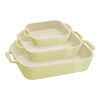 STAUB Ceramique Rectangular Baking Dish Set Macaron Light Green 3 Piece