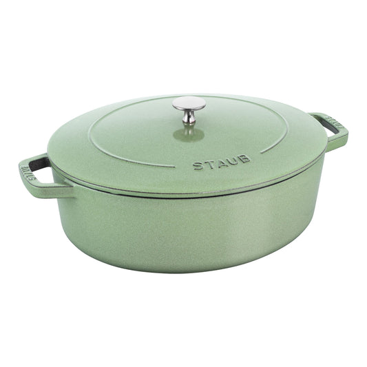 STAUB La Cocotte 5.5 L Cast Iron Oval French Oven, Sage (Visual Imperfections - B Stock)-0