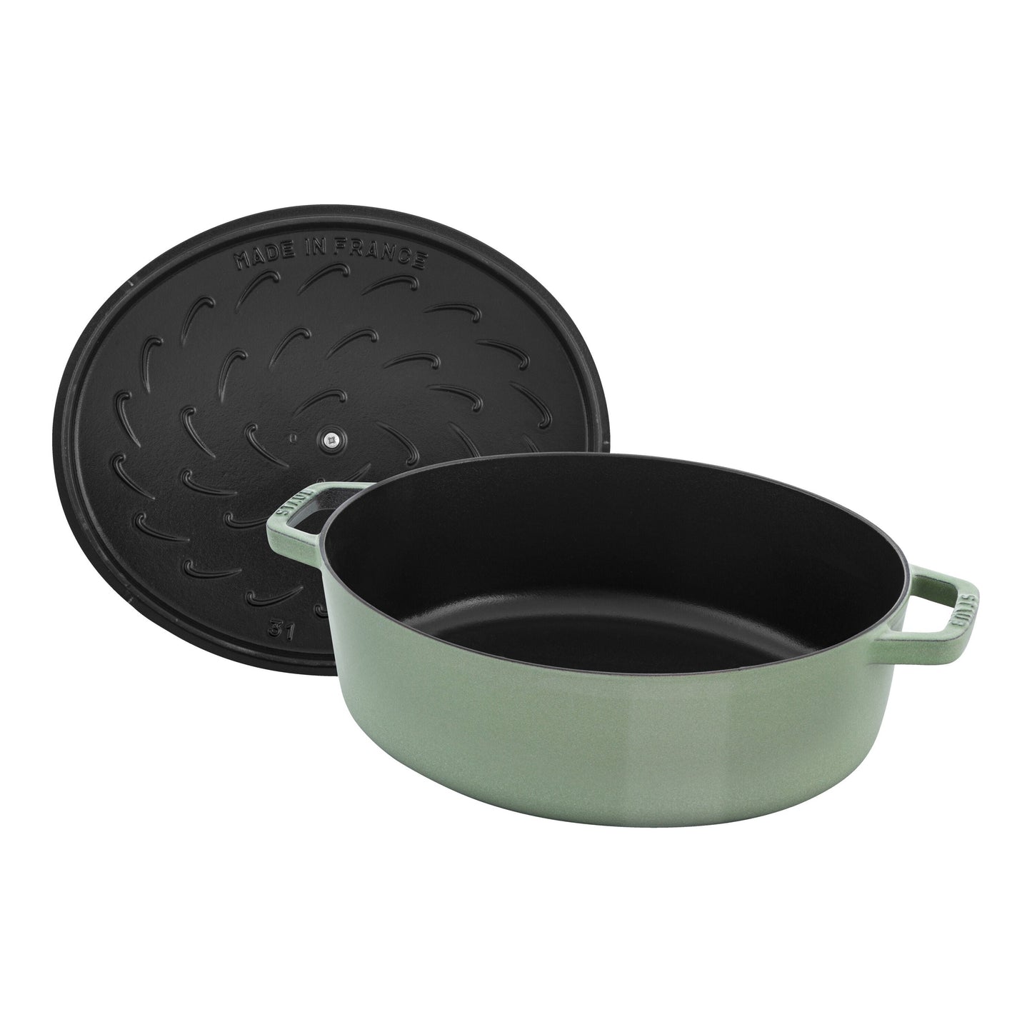 STAUB La Cocotte 5.5 L Cast Iron Oval French Oven, Sage (Visual Imperfections - B Stock)-2