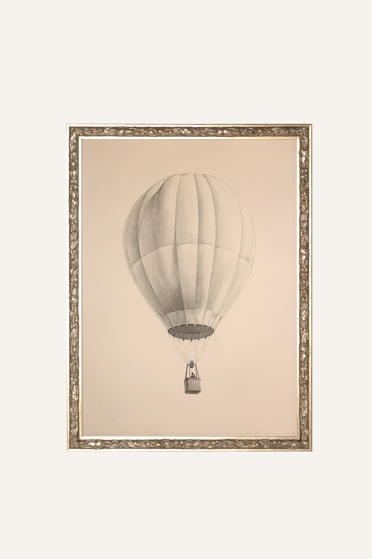 AERIAL DREAM, stretched canvas artwork, framed in Vintage Silver