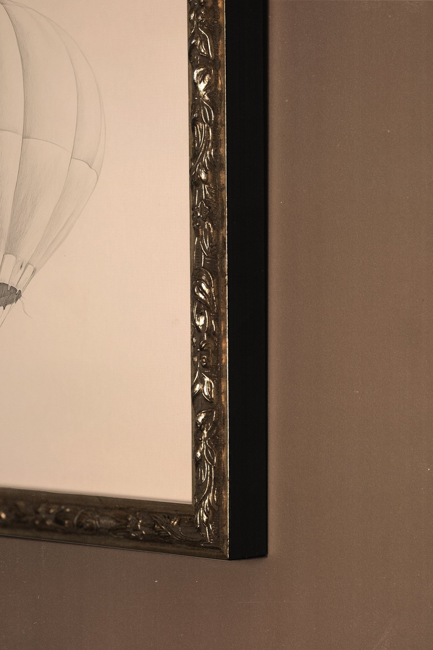 AERIAL DREAM, stretched canvas artwork, framed in Vintage Silver