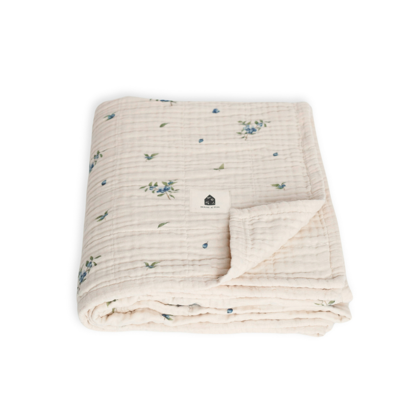 Organic Cotton Muslin Blanket, 4 Layers, Twin Size (60 X 74) - Blueberry