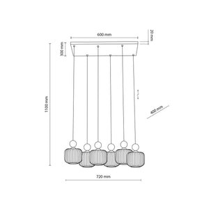 Ballo 6-Light Scandinavian Pendant Light for Dining Table & Kitchen Island