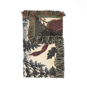 Horse & Sleigh Christmas Woven Blanket | Vintage Holiday Throw