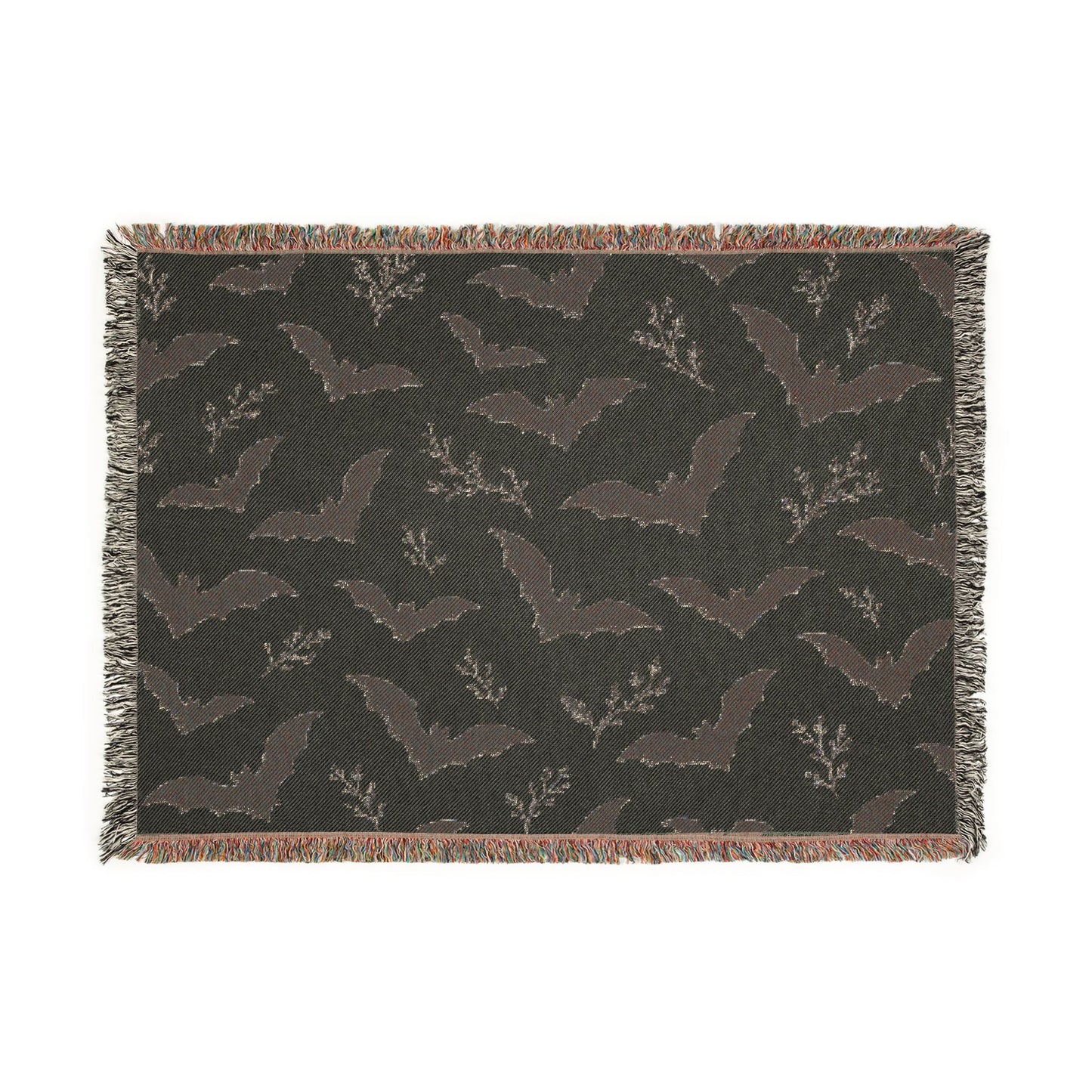 Bats Woven Blanket — Halloween Throw with Flying Bat Pattern