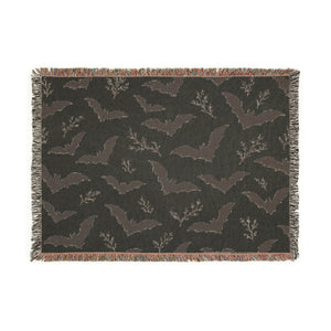 Bats Woven Blanket — Halloween Throw with Flying Bat Pattern