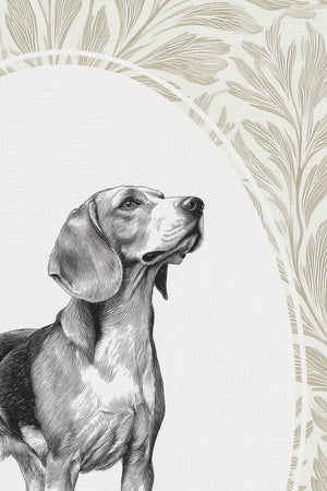 VINTAGE PUP-Artwork on rigid canvas, framed in Vintage Silver