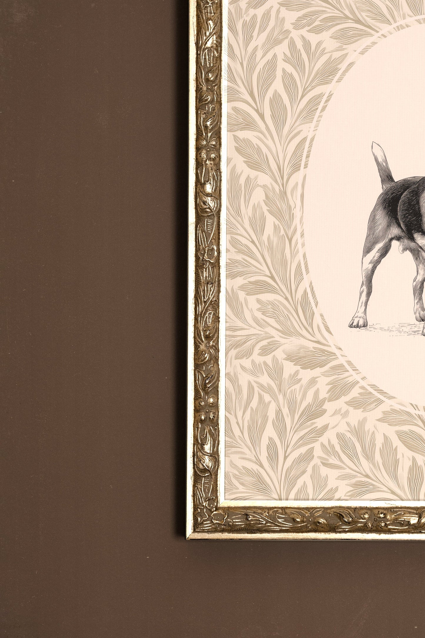 VINTAGE PUP-Artwork on rigid canvas, framed in Vintage Silver