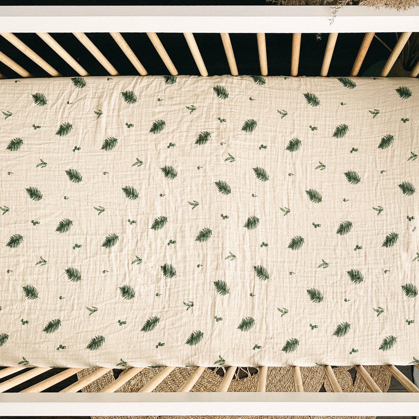 Organic Cotton Muslin Crib Fitted Sheets - Fern